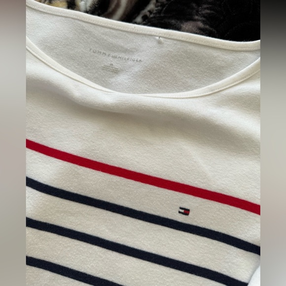 Tommy Hilfiger White Blouse with Stripes Medium - Picture 2 of 3